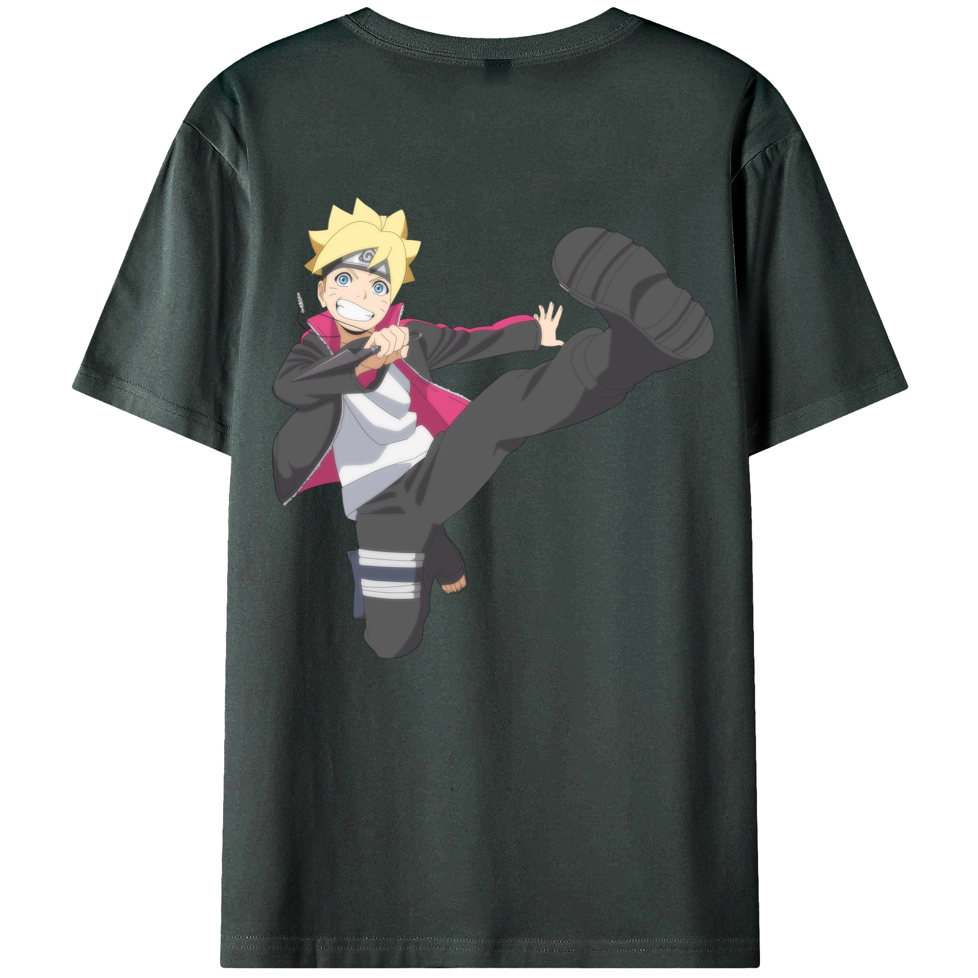 （画像用） NARUTO -ナルト- うずまき ボルト Uzumaki Boruto 綿100％ メンズ半袖Tシャツ（バックプリント） 通気性